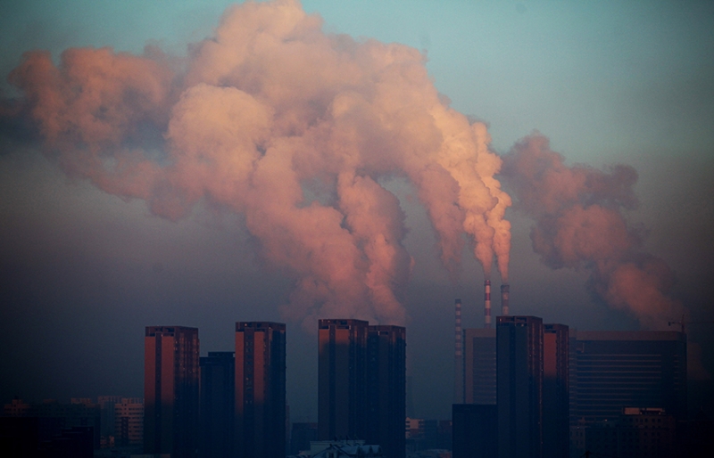 Smoke billowing from stacks