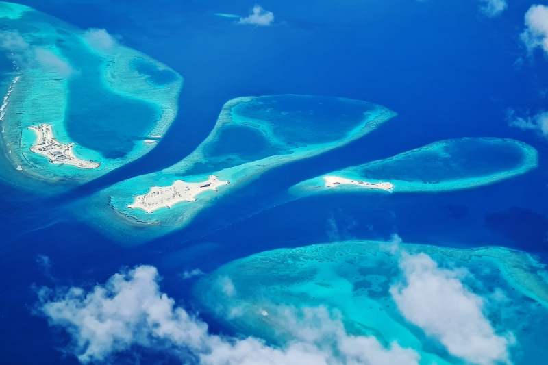 An aerial view of islands