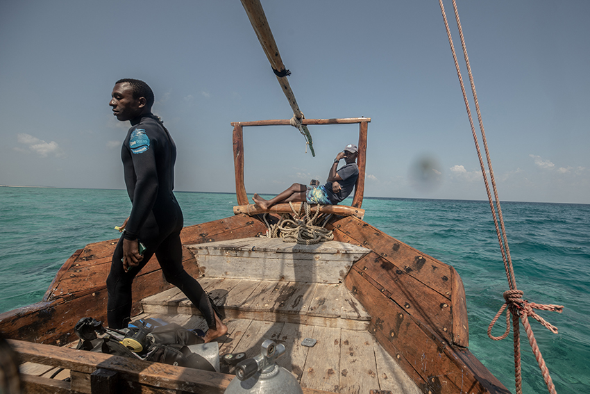 Two men on a fishing boat