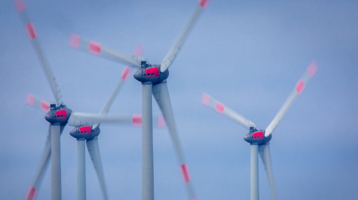 Wind turbines spinning