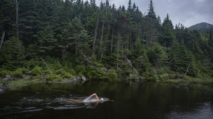 A man swimming