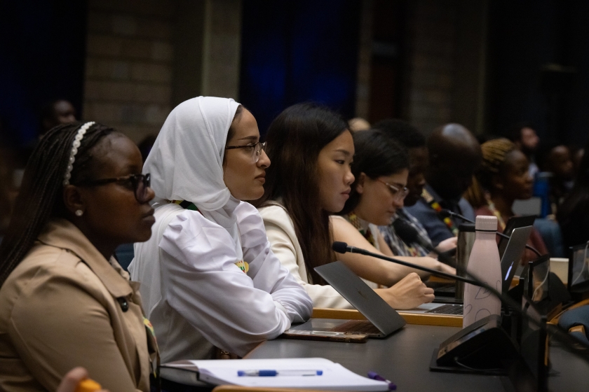 Young women in the conference room